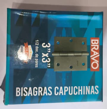 Bisagra Aluminizada Mate Capuchina 3" x 3" (6 pares) "Bravo"