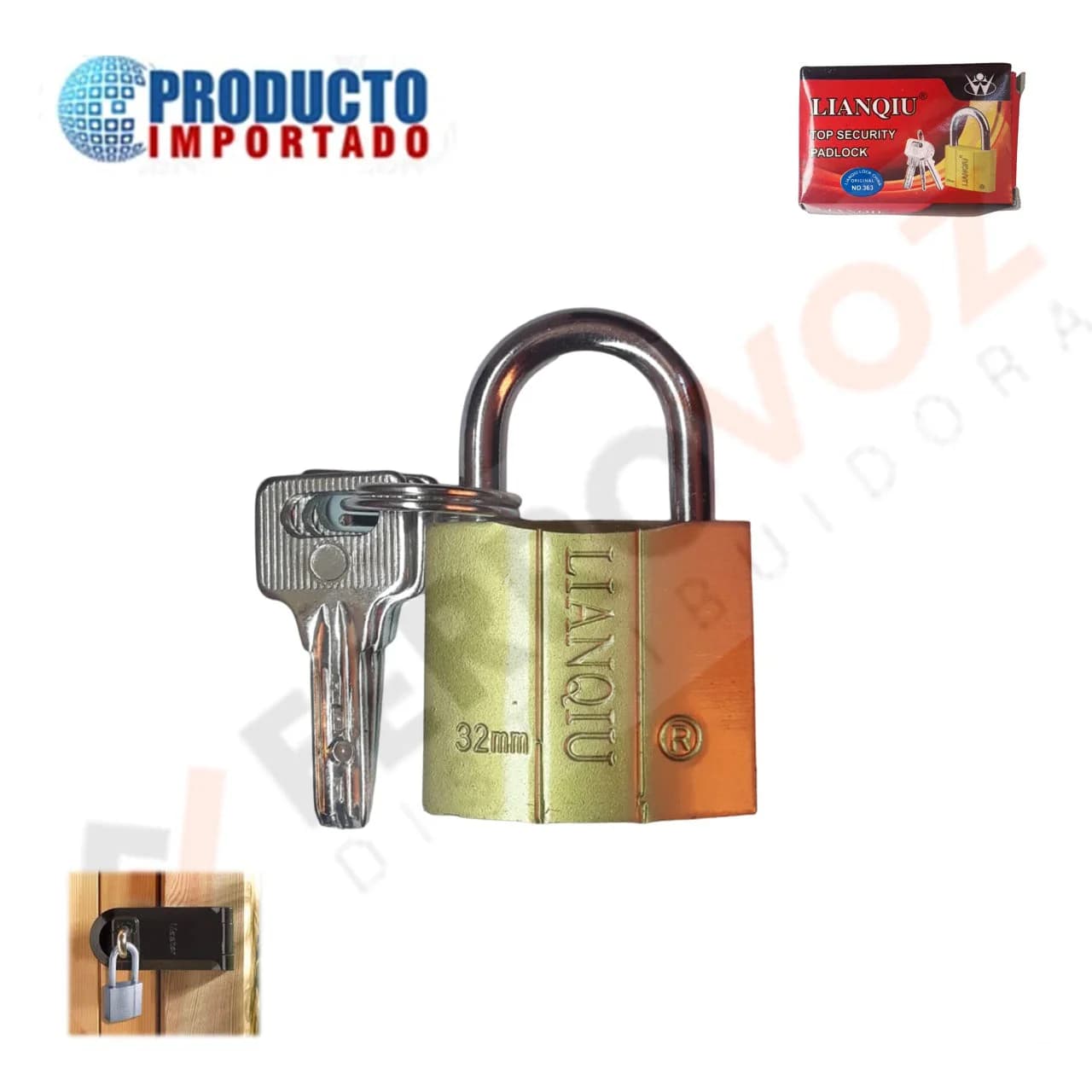 Candado Dorado Comercial 32mm