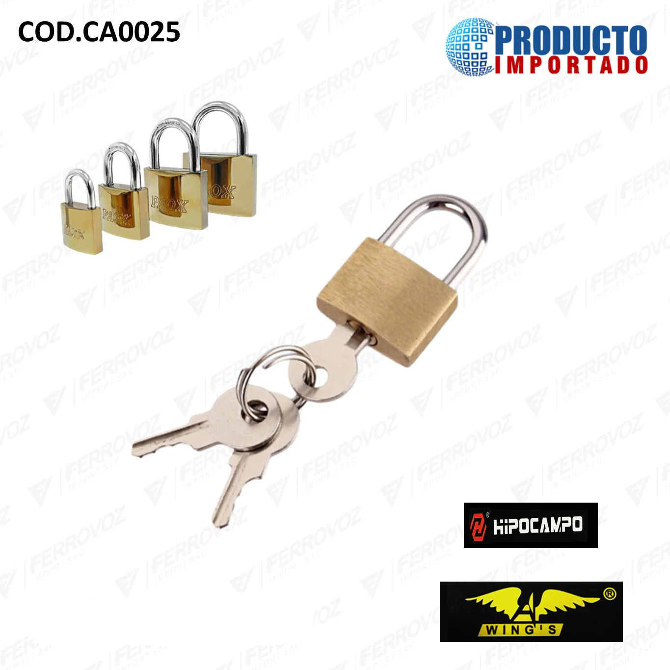 Candado Dorado Comercial 25mm