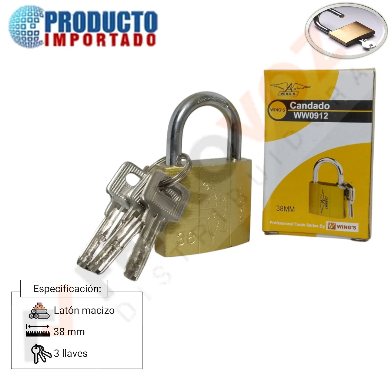 Candado Dorado Comercial 38mm