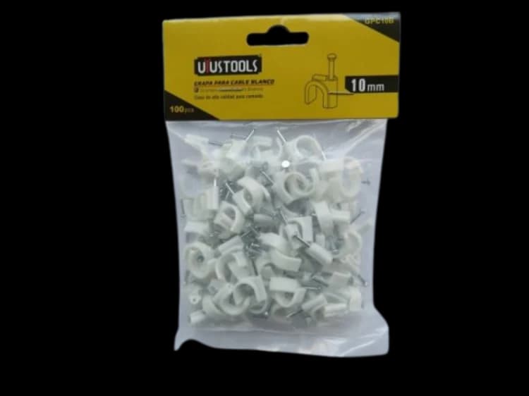 Grapa PVC Cable 10mm (100 pcs) Blanco Bolsa